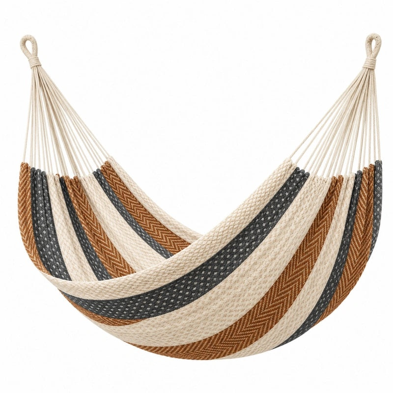 Amaca sospesa 200 x 100 cm in cotone beige marrone grigio - stile boho per relax