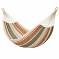 Amaca sospesa 200 x 150 cm in cotone verde sabbia terracotta con tessuto a righe