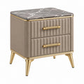 Comodino 50 x 40 x 60 cm effetto marmo tortora con 2 cassetti stile moderno