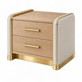 Comodino 60 x 45 x 58 cm effetto legno beige con dettagli dorati - due cassetti stile moderno
