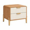 Comodino 50 x 40 x 55 cm effetto rovere avorio e oro con 2 cassetti stile moderno