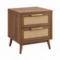 Comodino 50 x 40 x 65 cm in legno marrone con cassetti intrecciati stile retrò