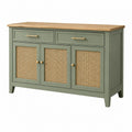 Credenza 120 x 40 x 90 cm in legno verde con ante in rattan stile naturale