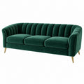 Divano 3 posti 210 cm in velluto verde con gambe in metallo - stile moderno