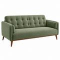 Divano 3 posti 200 x 85 x 85 cm in tessuto verde con gambe in legno stile moderno