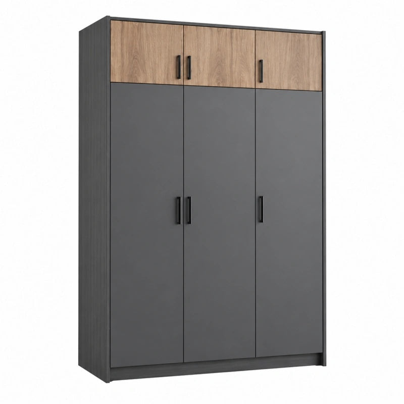 Armadio guardaroba 120x50x180 cm in legno grigio e rovere con 6 ante stile moderno