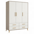 Armadio guardaroba 120 x 50 x 180 cm bianco in legno ingegnerizzato con 3 ante e 4 cassetti stile moderno
