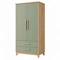 Armadio guardaroba 80 x 50 x 180 cm in legno verde salvia con 2 ante e 2 cassetti