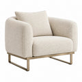 Poltrona 90 x 86 x 82 cm in tessuto bouclé beige con base in metallo - stile moderno