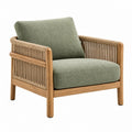 Poltrona da giardino 80 x 75 x 78 cm in legno e corda beige con cuscini verdi