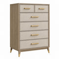 Cassettiera 80 x 45 x 130 cm in legno beige con 6 cassetti stile moderno