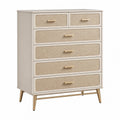 Cassettiera 80 x 40 x 100 cm beige in legno con 6 cassetti stile moderno