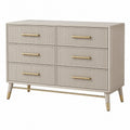 Cassettiera 120 x 40 x 80 cm in legno beige con 6 cassetti stile moderno